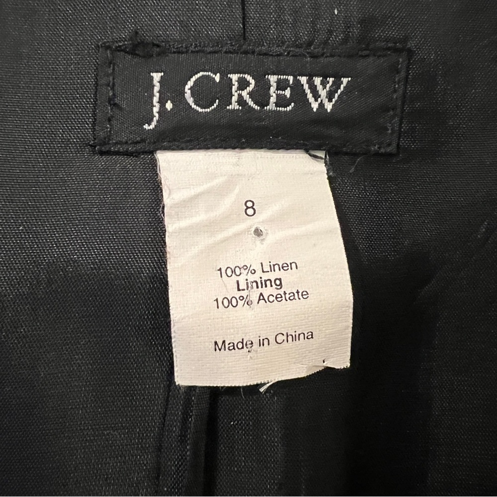 J Crew Black Linen Button Down Blazer, Lightweight, Size 8 - Picture 7 of 7